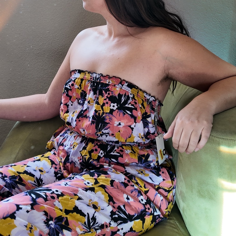 SO Floral Jumpsuit - Pink, Yellow, Black